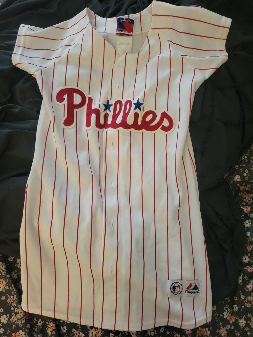 Majestic Philadelphia Phillies White Red Pinstripe Baseball Jersey Dress